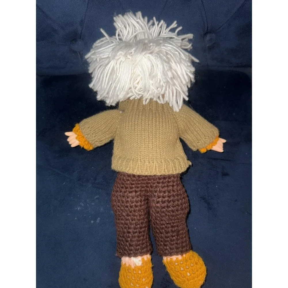 Vintage Handmade Yarn Hair Cloth Doll w/ Crocheted Clothes Retro- Folk Art 1970s